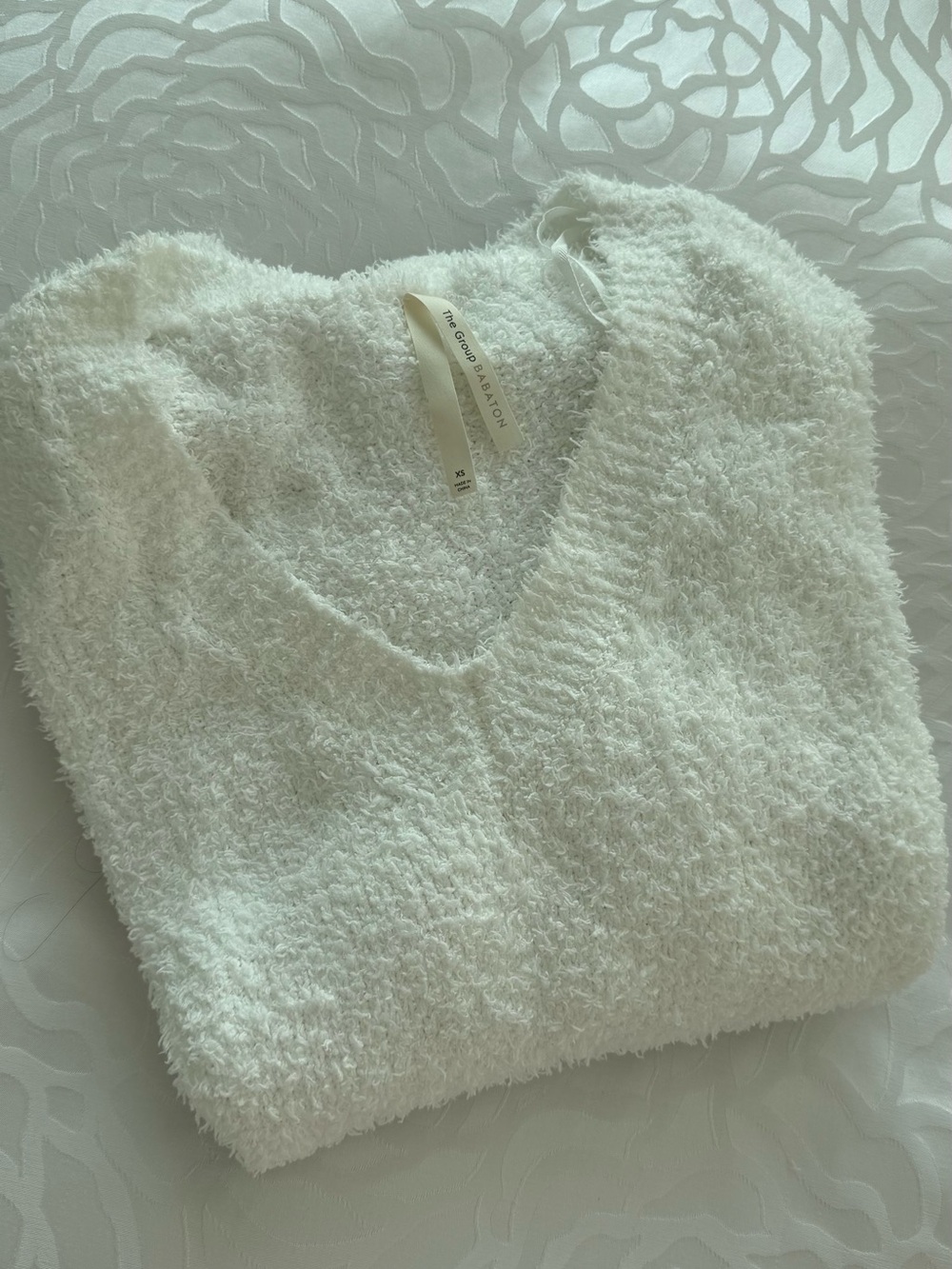 Babaton Plush V-Neck Sweater in Ivory